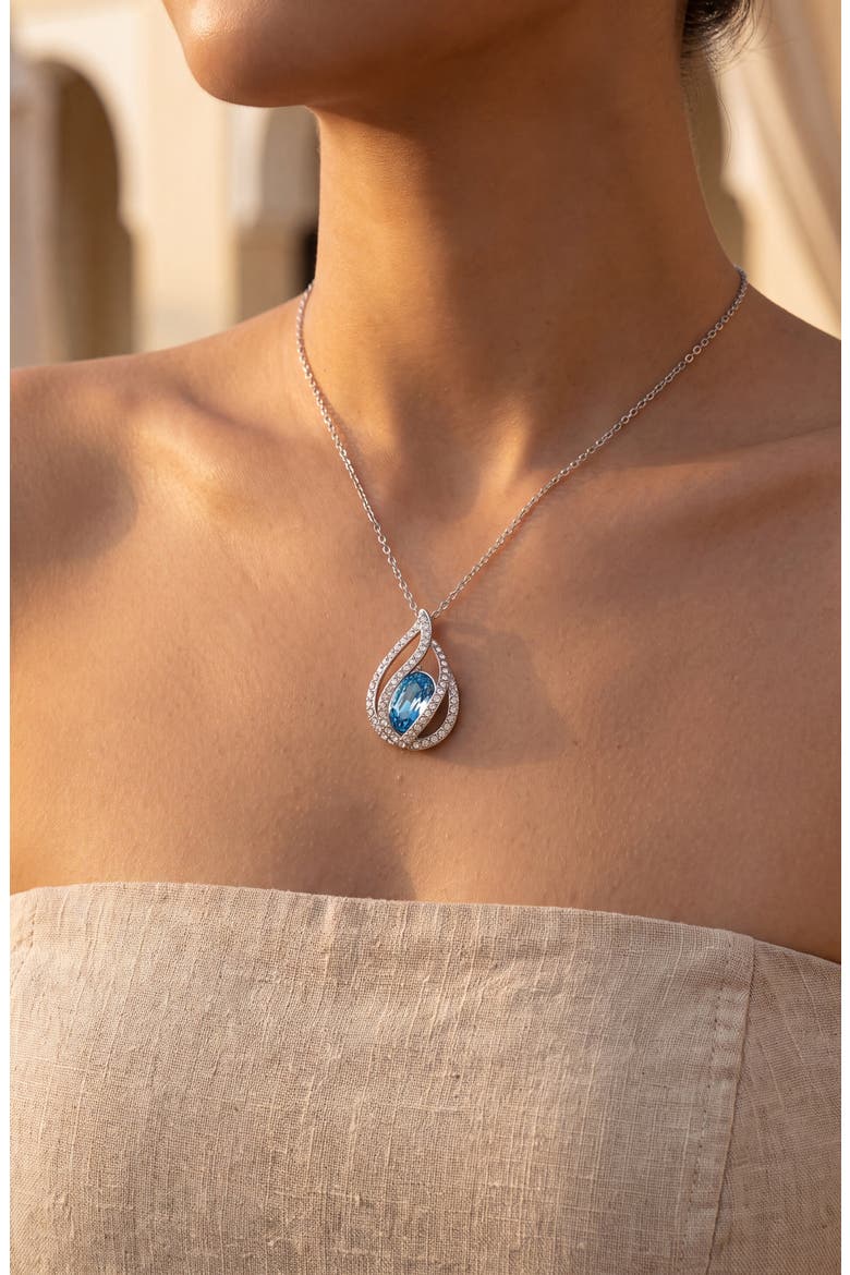 Crystal Orb Cage Pendant Necklace, Alternate, color, Blue