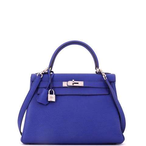 Kelly Handbag Blue Togo with Palladium Hardware 28