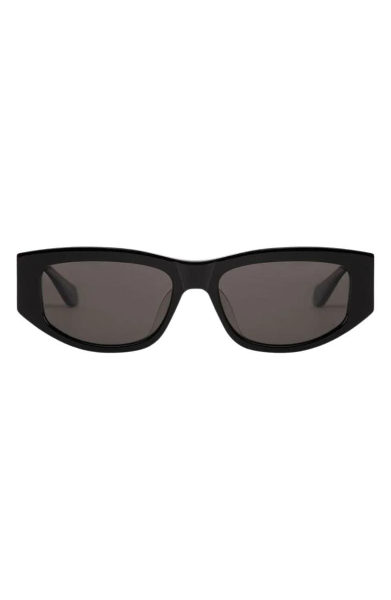 Mohala Eyewear Kalia 55mm Low Bridge Wide Width Polarized Oval Sunglasses, Main, color, Black Lava / Gray Lens