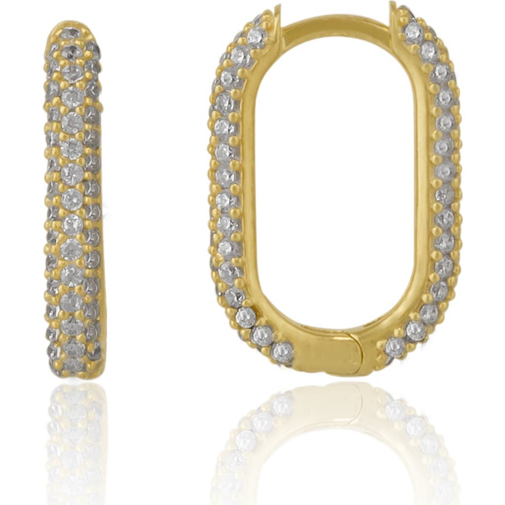 Spero London Pave Rectangular Sterling Silver Oval Hoop Earring In Gold