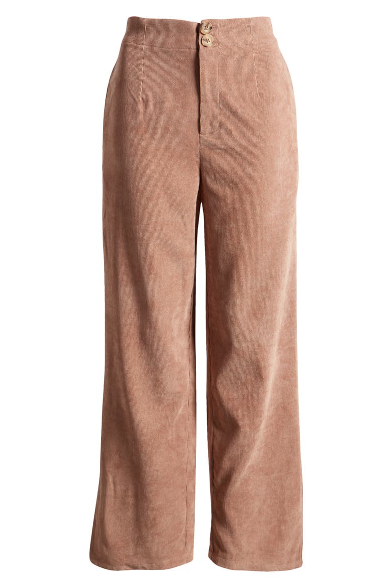 Springfield High Waist Cotton Corduroy Pants, Alternate, color, BROWN