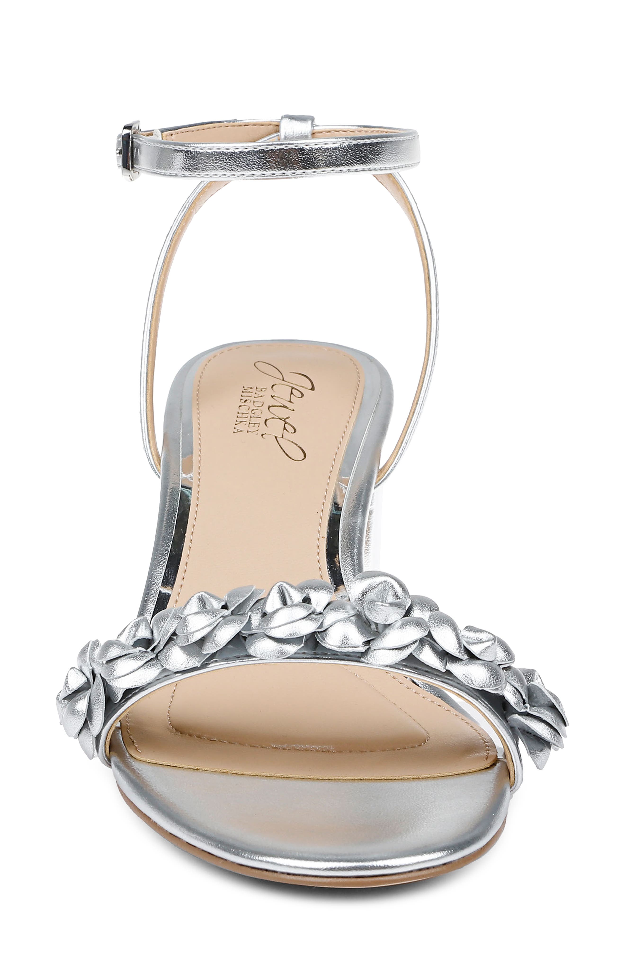Jewel Badgley Mischka Sawyer Ankle Strap Sandal, Alternate, color, Silver Metallic