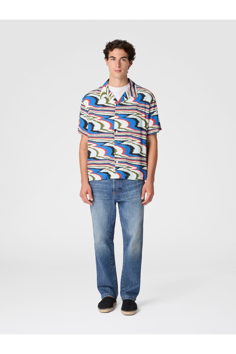 Bowling Shirt In Viscose With Flame Print, Alternate, color, Multicoloured