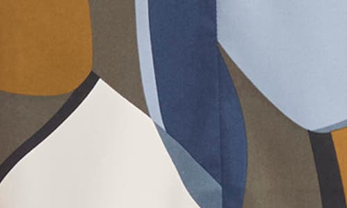 Maggy London Abstract Print Twist Detail Midi Dress In Blue