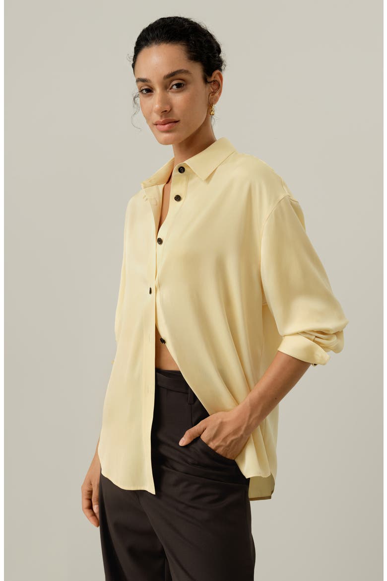 Women's Stretch Double Georgette Oversized Shirt, Alternate, color, Butter