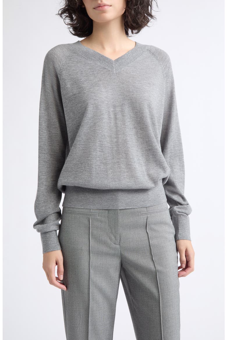 Paris V-Neck Merino Wool Sweater, Main, color, GREY