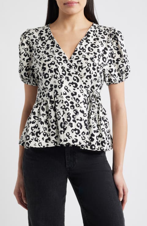 Animal Print Wrap Top