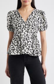 Loveappella Animal Print Wrap Top