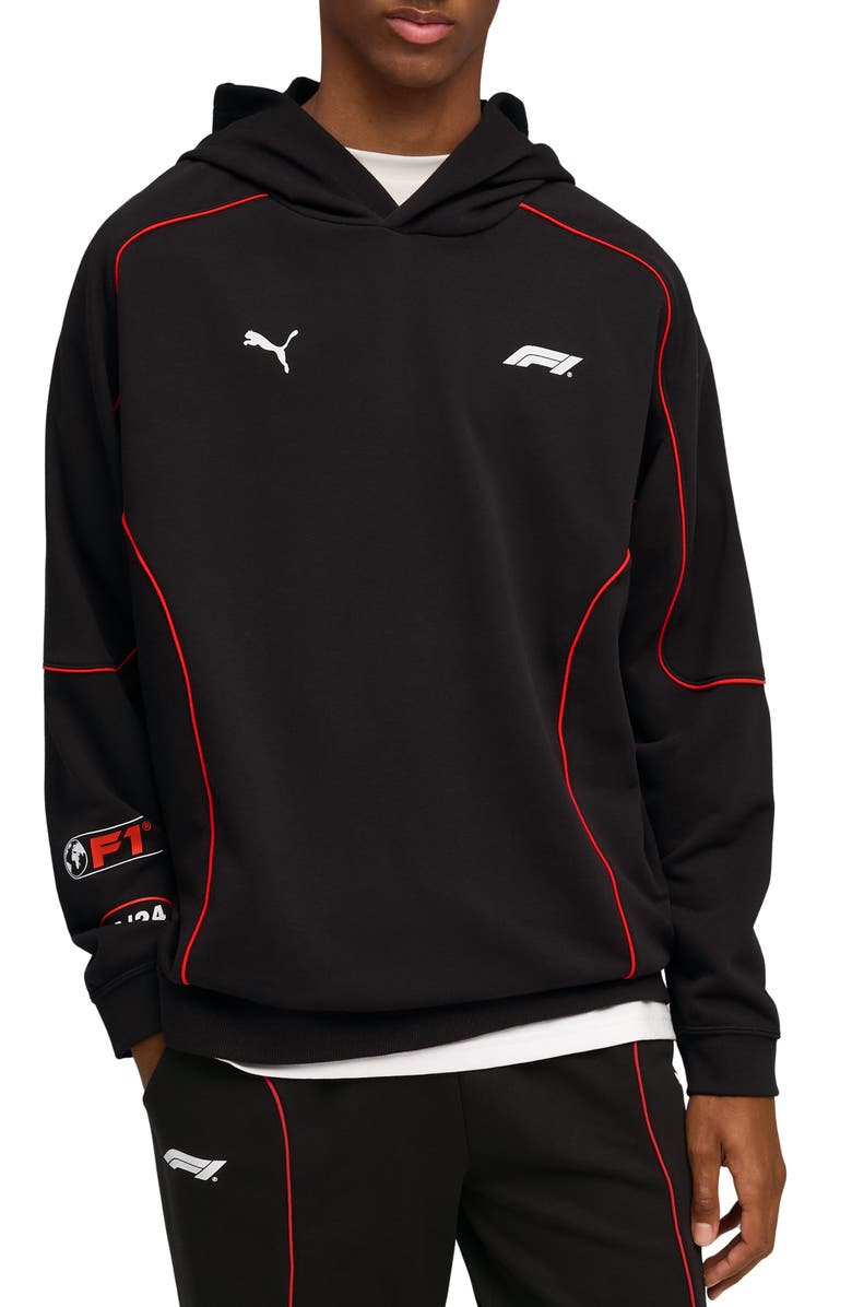 PUMA F1 Graphic Cotton Blend Hoodie, Main, color, Puma Black