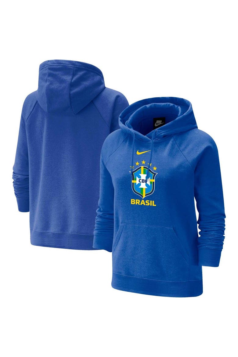 Women's Nike Royal Brazil National Team Varsity Raglan Tri-Blend Pullover Hoodie, Main, color, Royal