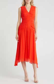Reiss Saffy Ruched Sleeveless Drop Waist Dress