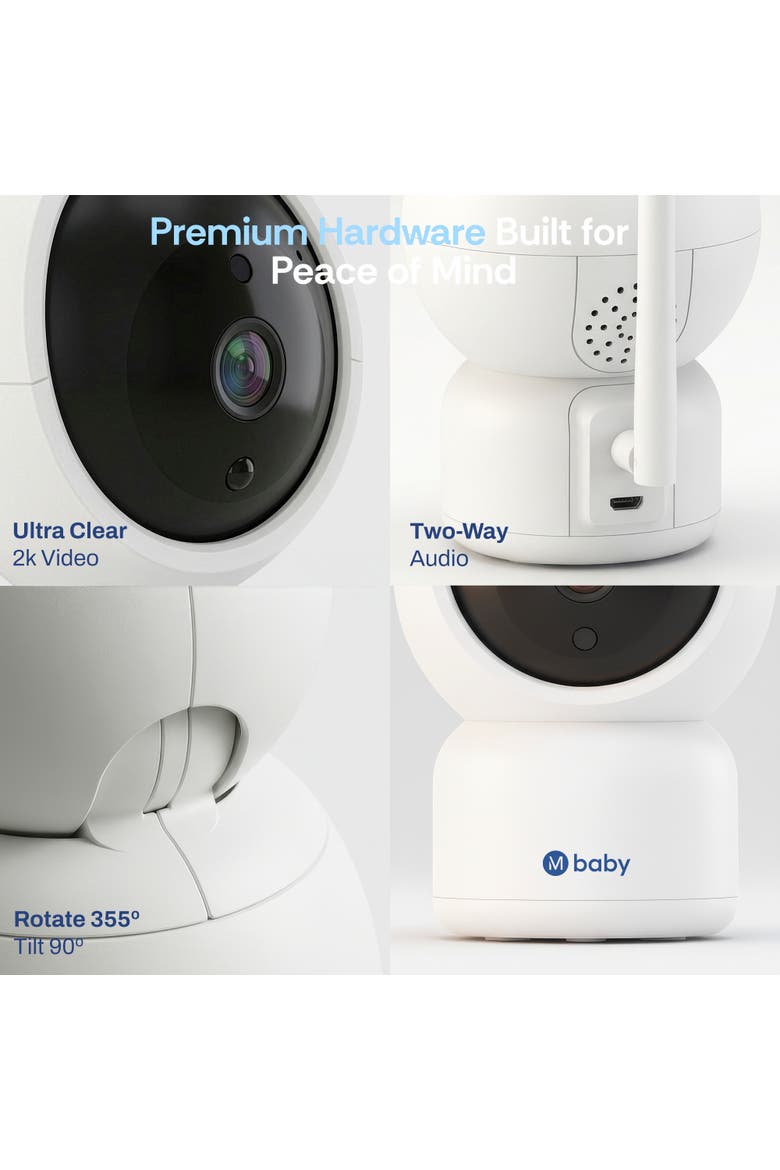 Luna Baby Camera - 2K HD Smart Monitor with Cry & Temperature Detection, Alternate, color, White