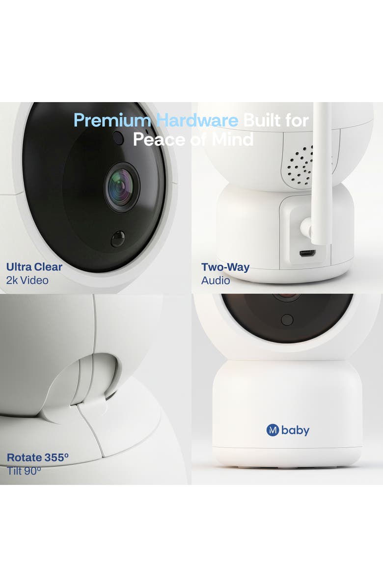 MIKO Luna Baby Camera - 2K HD Smart Monitor with Cry & Temperature Detection, Alternate, color, White