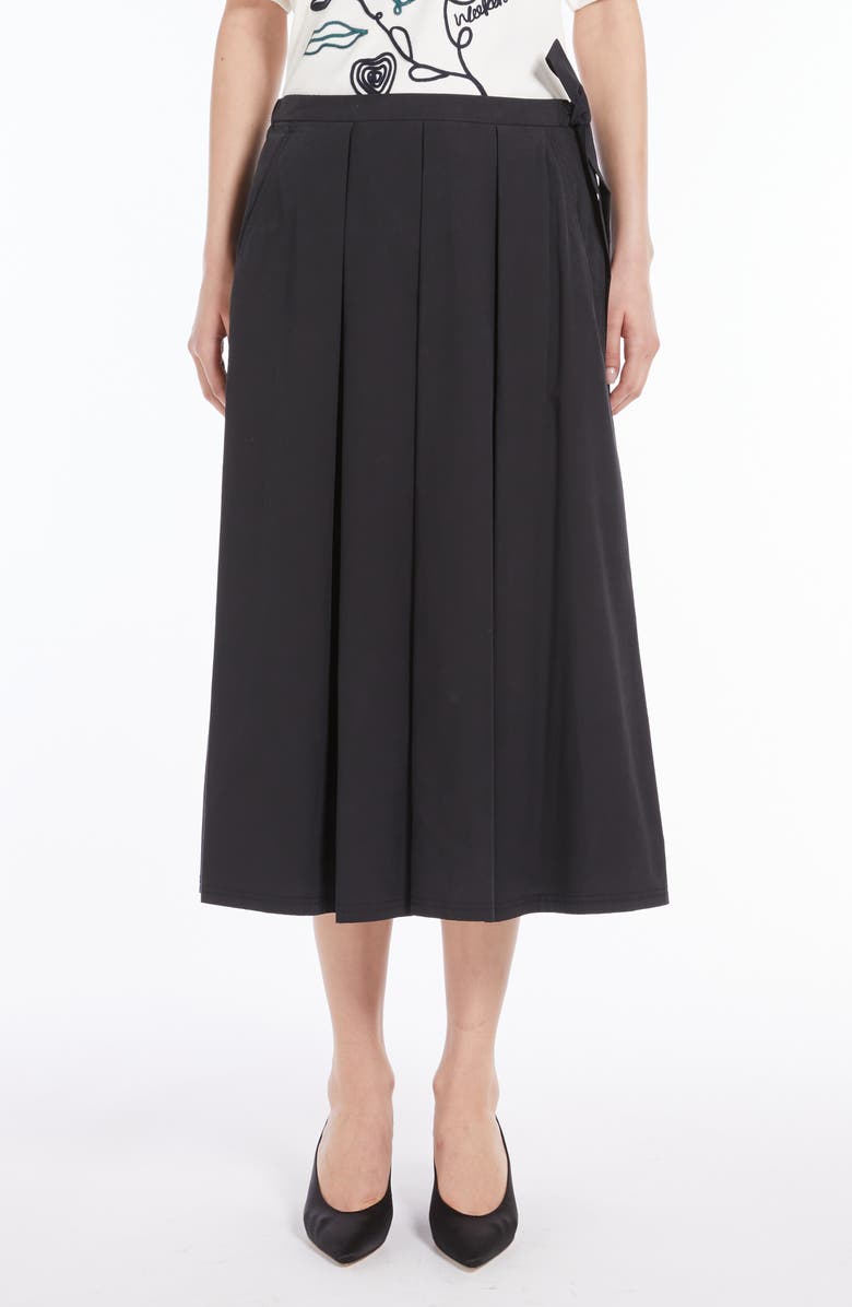 Weekend Max Mara Folk Tie Detail Cotton Skirt, Main, color, Black