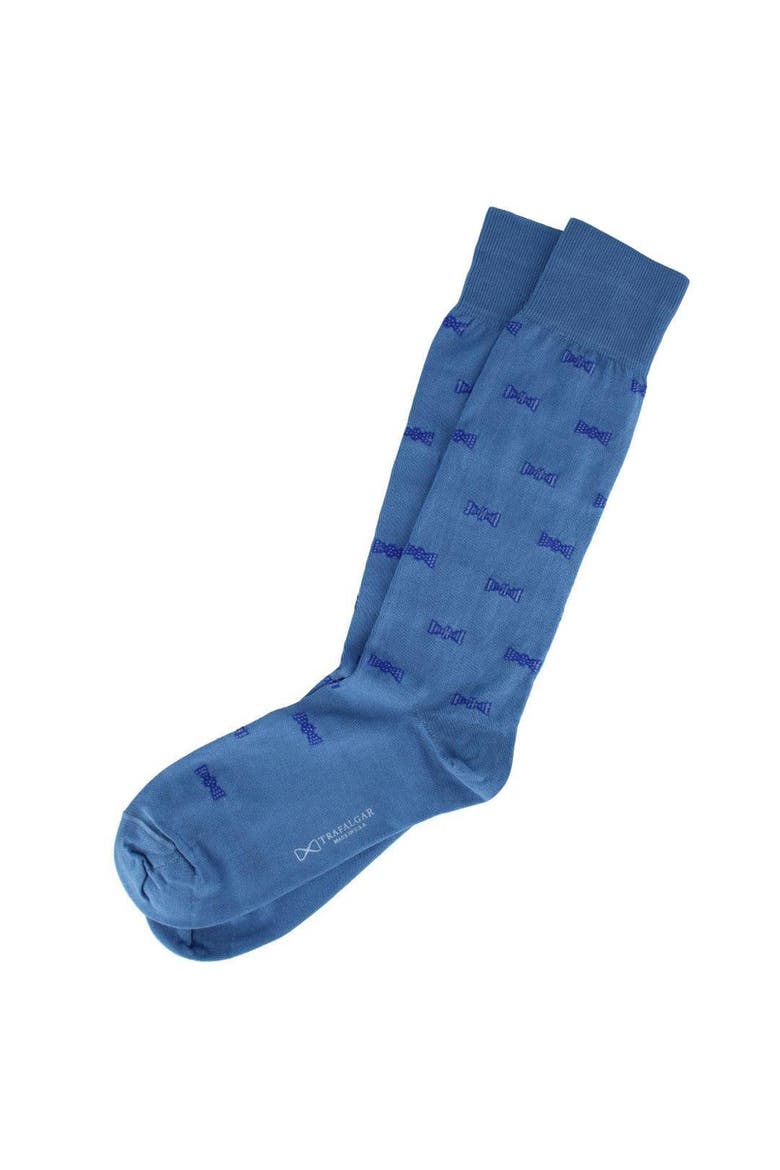 Dapper Bow Tie Novelty Mid Calf Mercerized Cotton Socks, Alternate, color, Light Blue