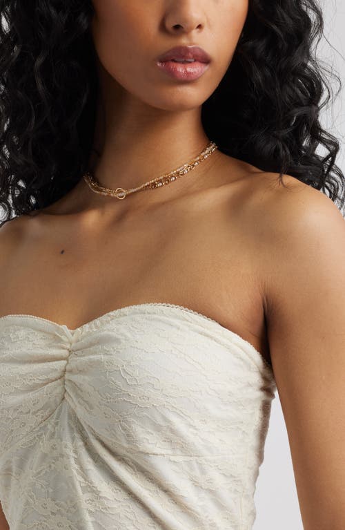 Bp. Lace Asymmetric Ruffle Strapless Minidress In White