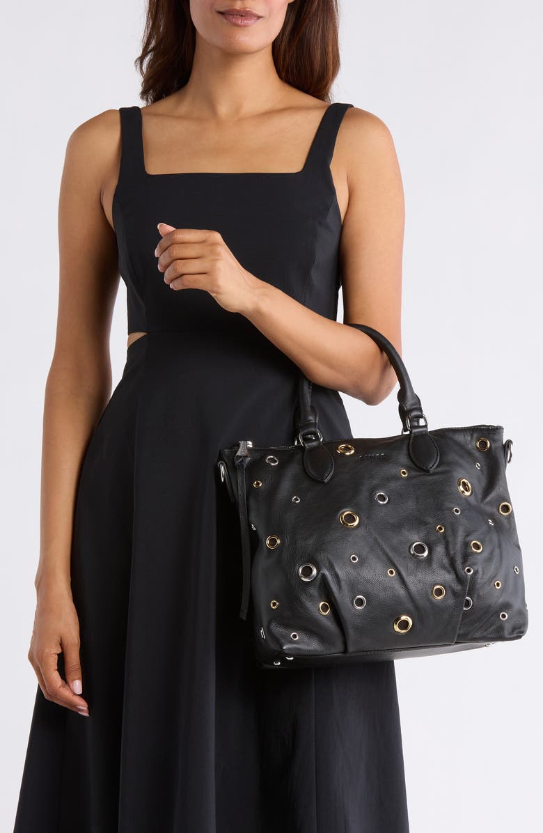 AIMEE City Beat Convertible Satchel Bag, Alternate, color, Black W Grommets