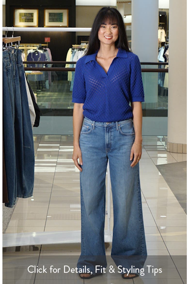 Pointelle Short Sleeve Cotton Polo Sweater video