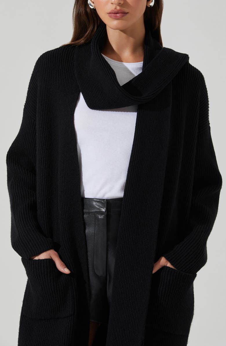 ASTR the Label Noemi Scarf Longline Cardigan, Alternate, color, Black