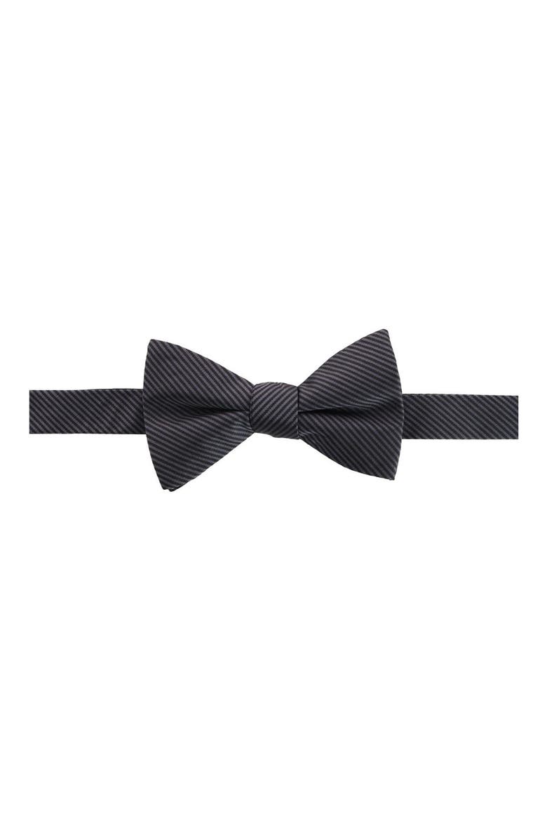 Leyton Stripe Pre-Tied Silk Bow Tie, Main, color, GRAPHITE