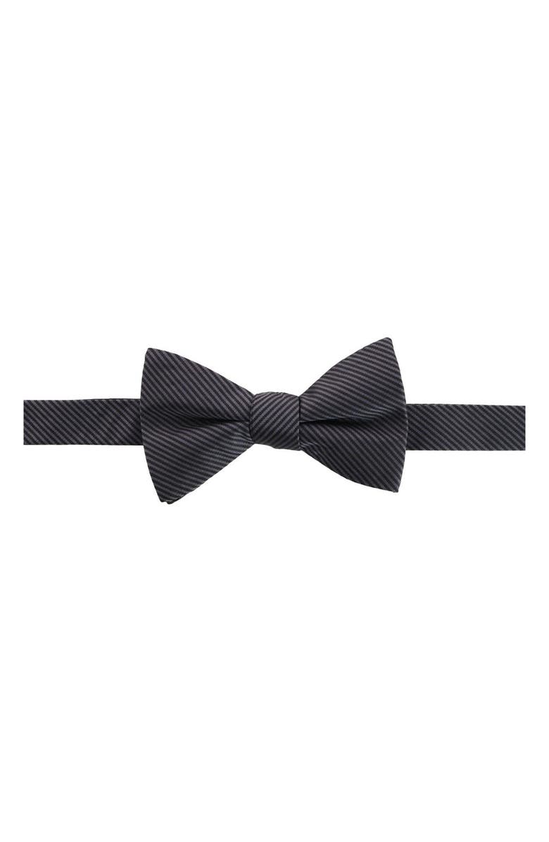 Trafalgar Leyton Stripe Pre-Tied Silk Bow Tie, Main, color, Graphite