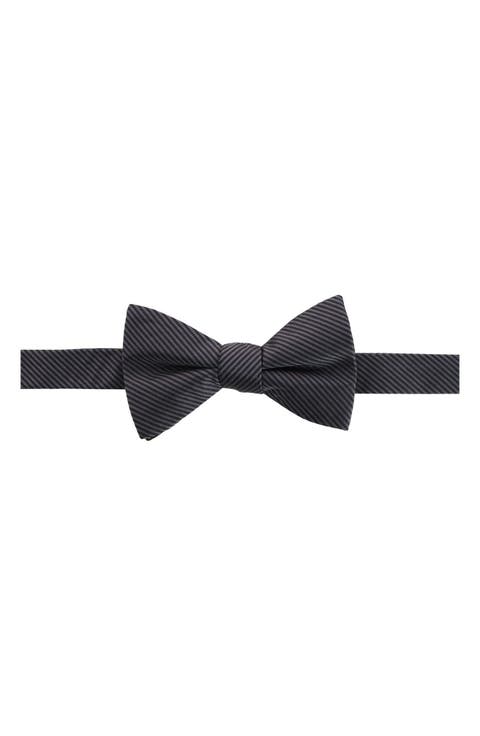 Leyton Stripe Pre-Tied Silk Bow Tie