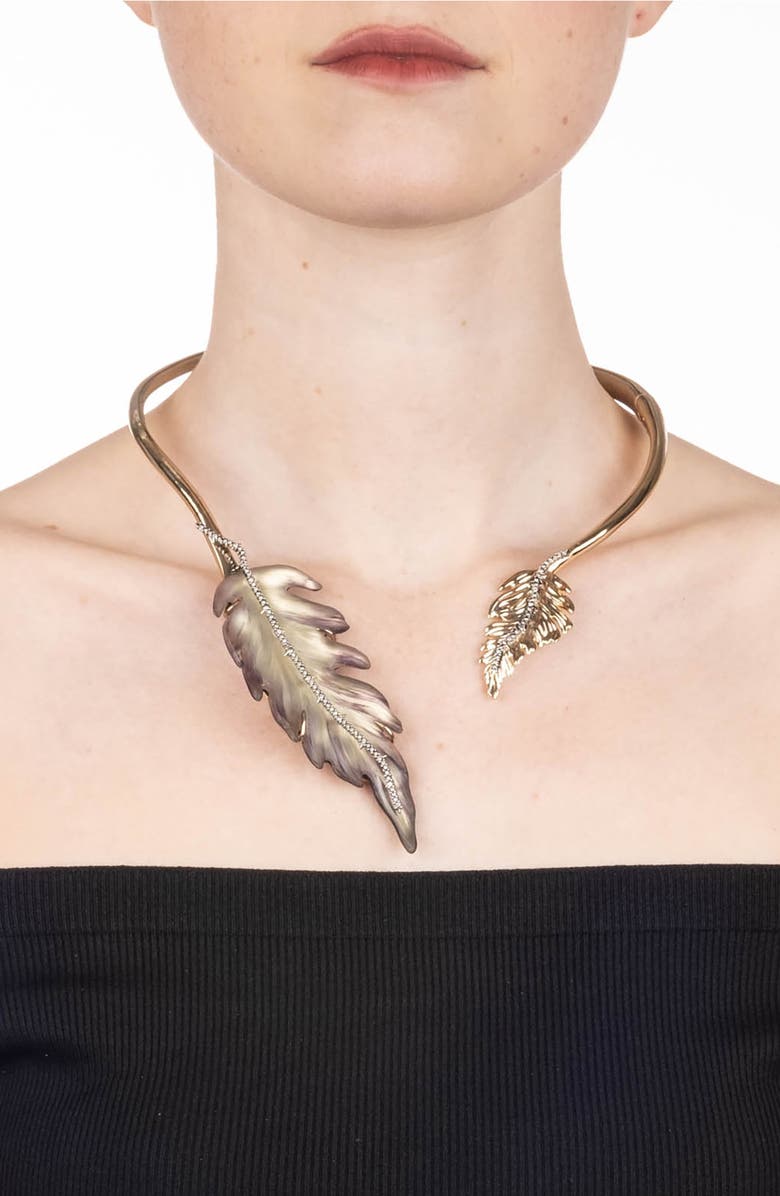 Alexis Bittar Feather Hinge Necklace, Alternate, color, 