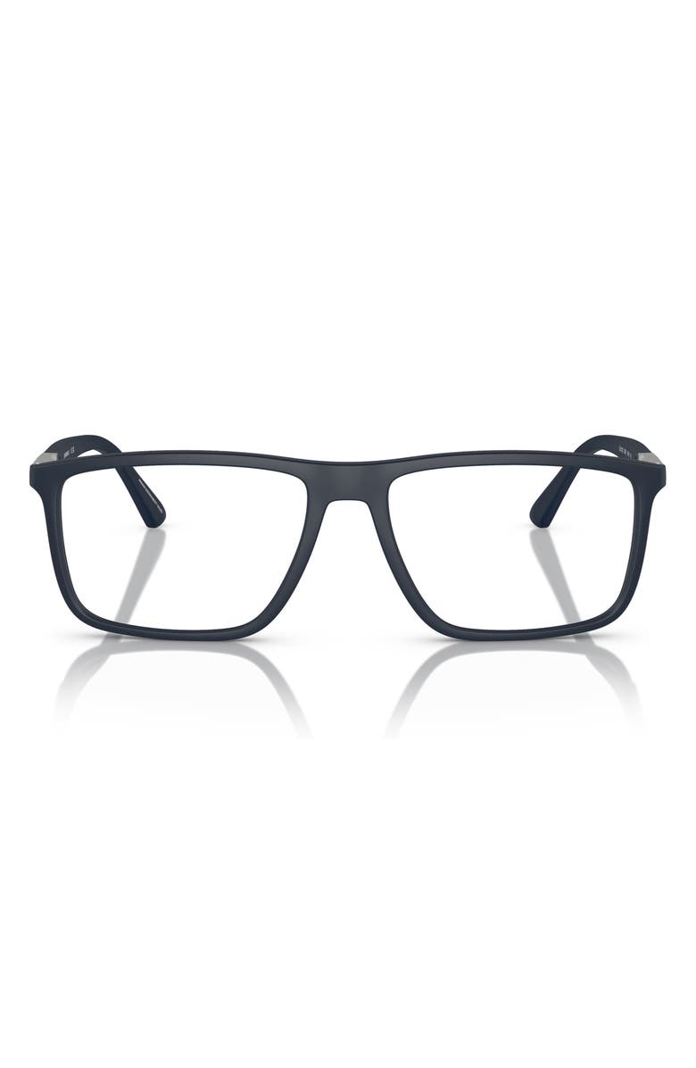 Emporio Armani 57mm Rectangle Optical Glasses, Main, color, Matte Blue / Demo Lens