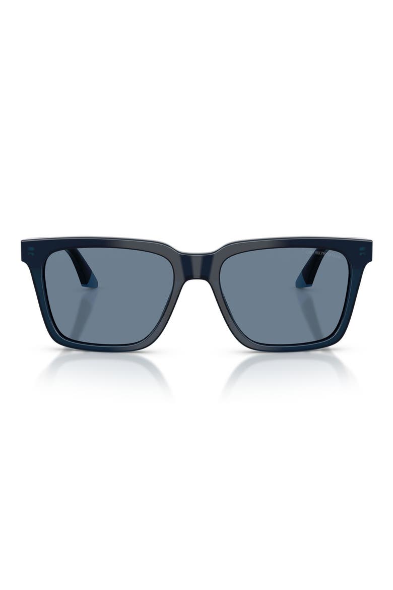 56mm Polarized Square Sunglasses, Main, color, SHINY OPAL BLUE/ BLUE POLAR