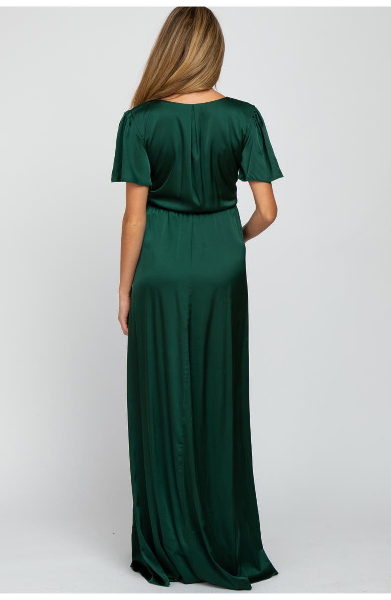 PinkBlush Side Slit Satin Maxi Dress, Alternate, color, Forest Green