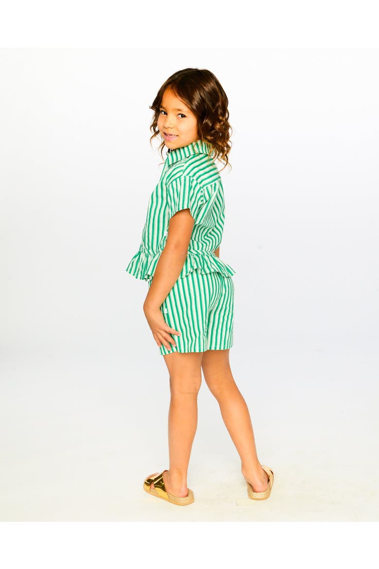 Short Sleeve Striped Button Down Shirt, Alternate, color, Green Stripes