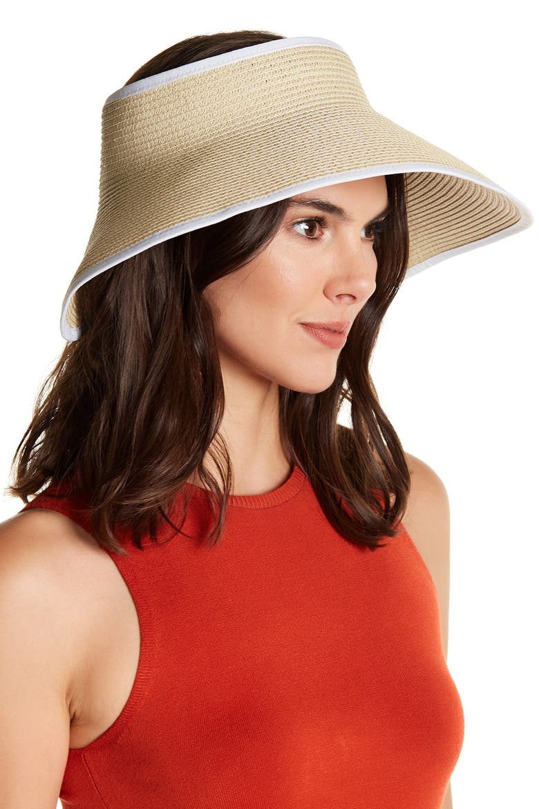 Roll-Up Straw Visor, Main, color, NATURAL