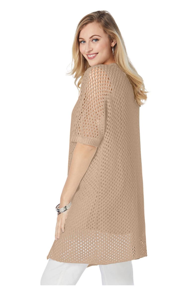 Crochet Long Cardigan, Alternate, color, NEW KHAKI