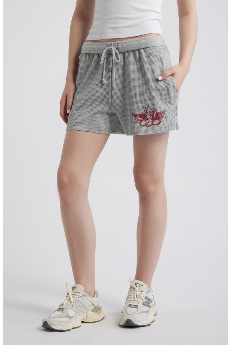 Girls Rule Boys Drool Sweat Shorts, Main, color, HEATHER GREY