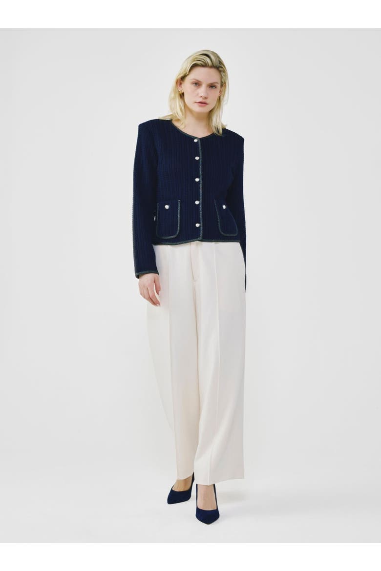 Lace Knit Cardigan, Main, color, Navy