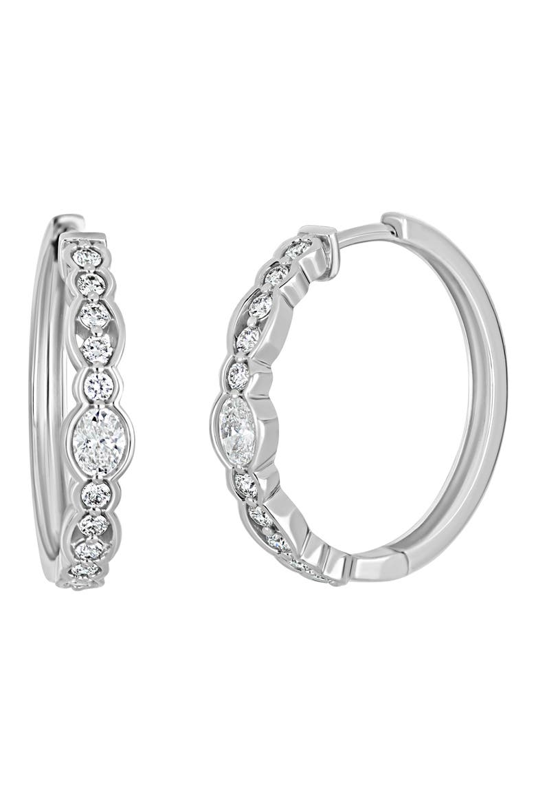Liora 18k Gold Diamond Hoop Earrings, Main, color, 18KW