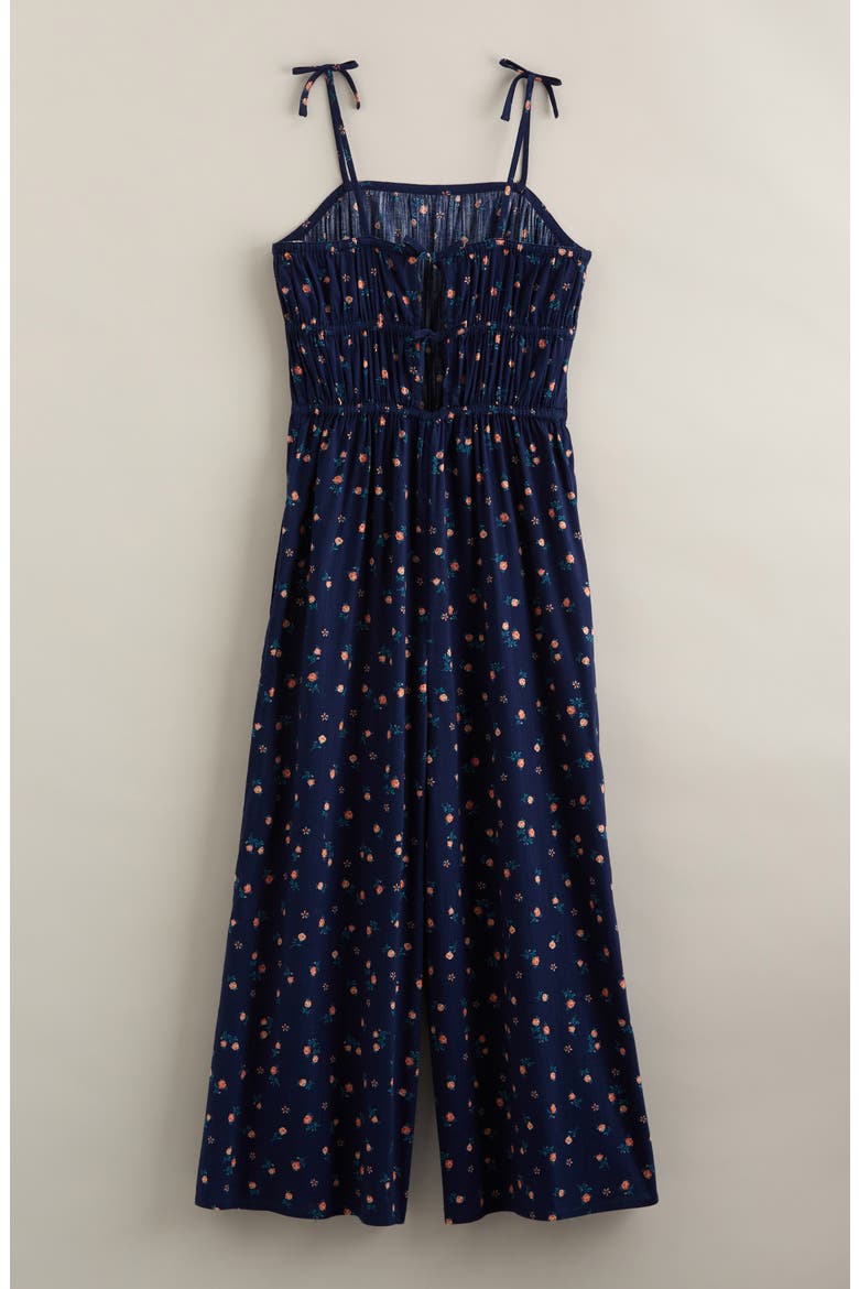 Kids' Bow Strap Jumpsuit, Alternate, color, NAVY MEDIEVAL WILD ROSETTE