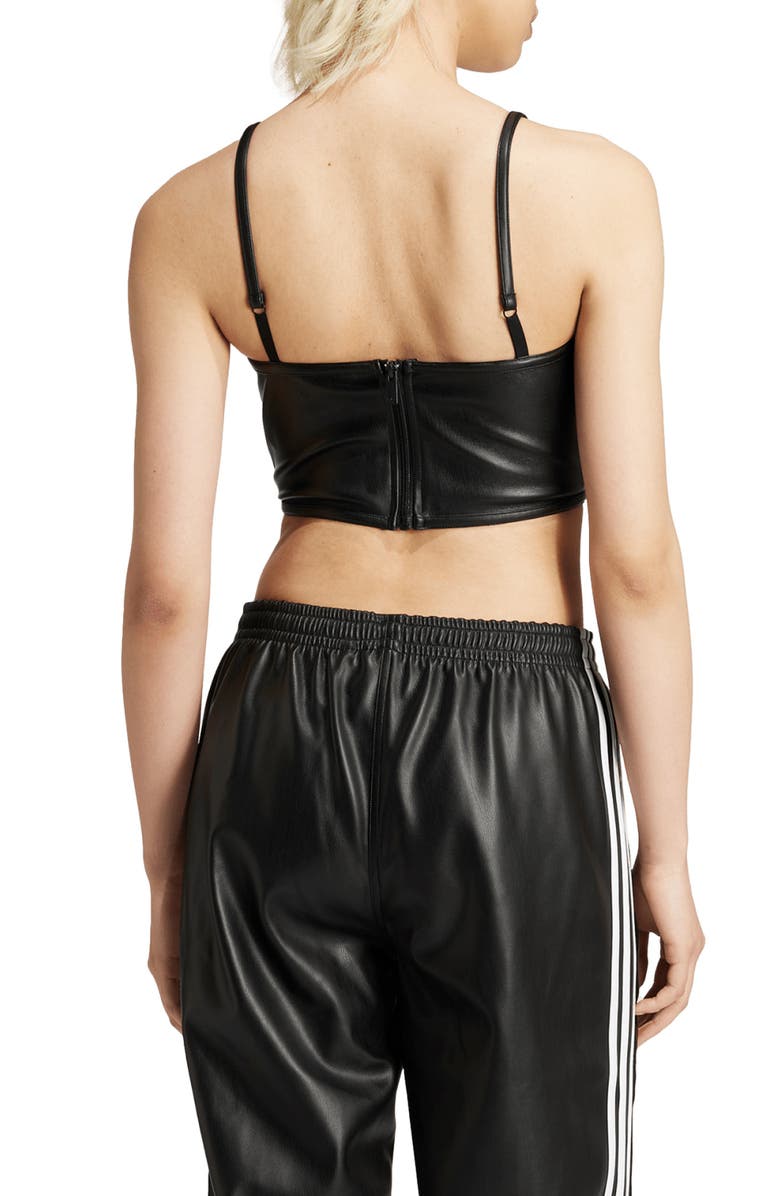 adidas Originals Firebird Faux Leather Crop Corset Camisole, Alternate, color, 