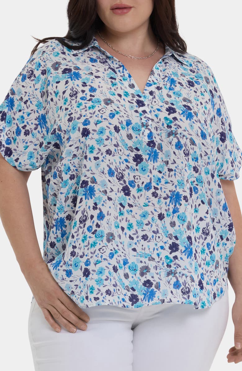 NYDJ Becky Georgette Popover Top, Main, color, Jimena Garden