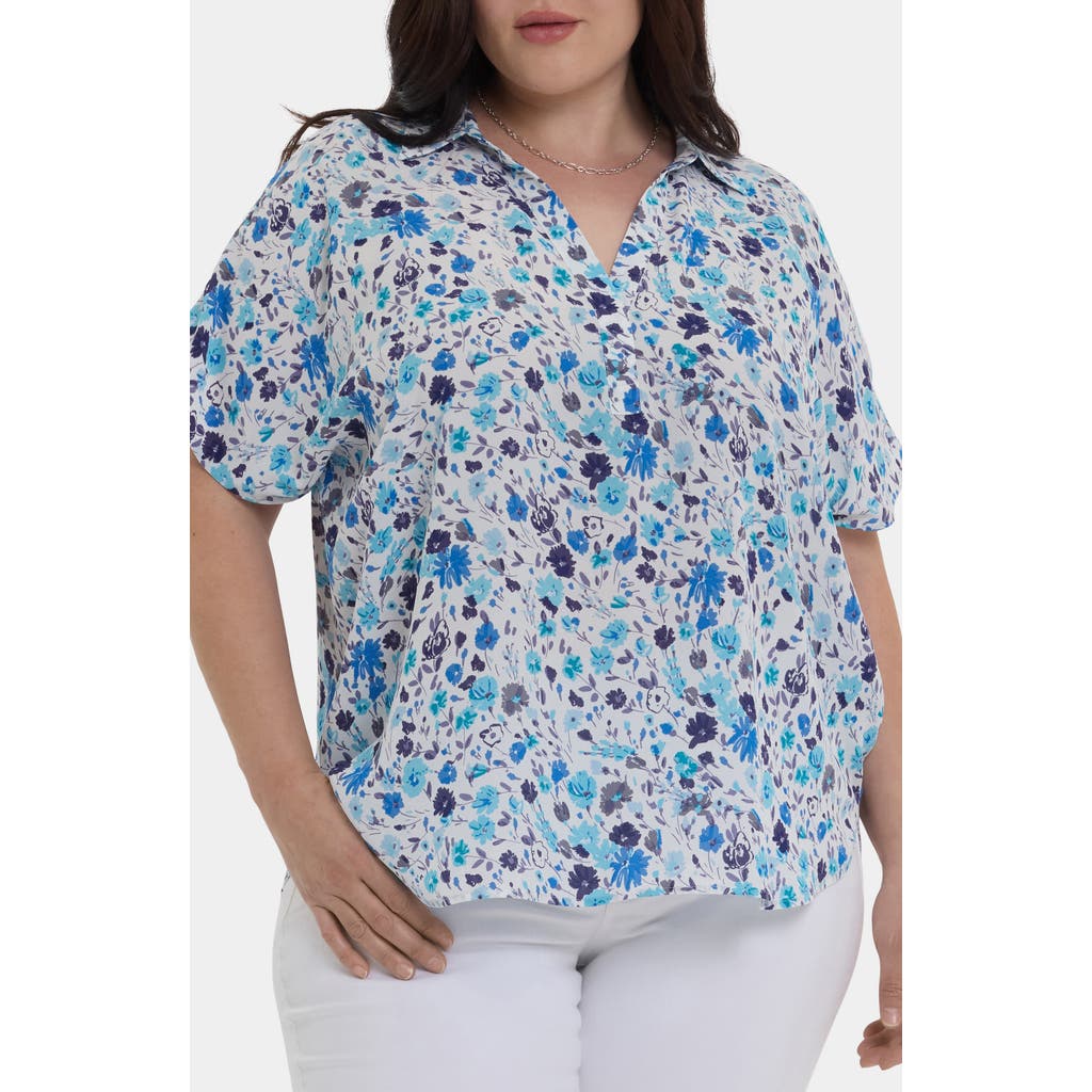 Nydj Becky Georgette Popover Top In Multi