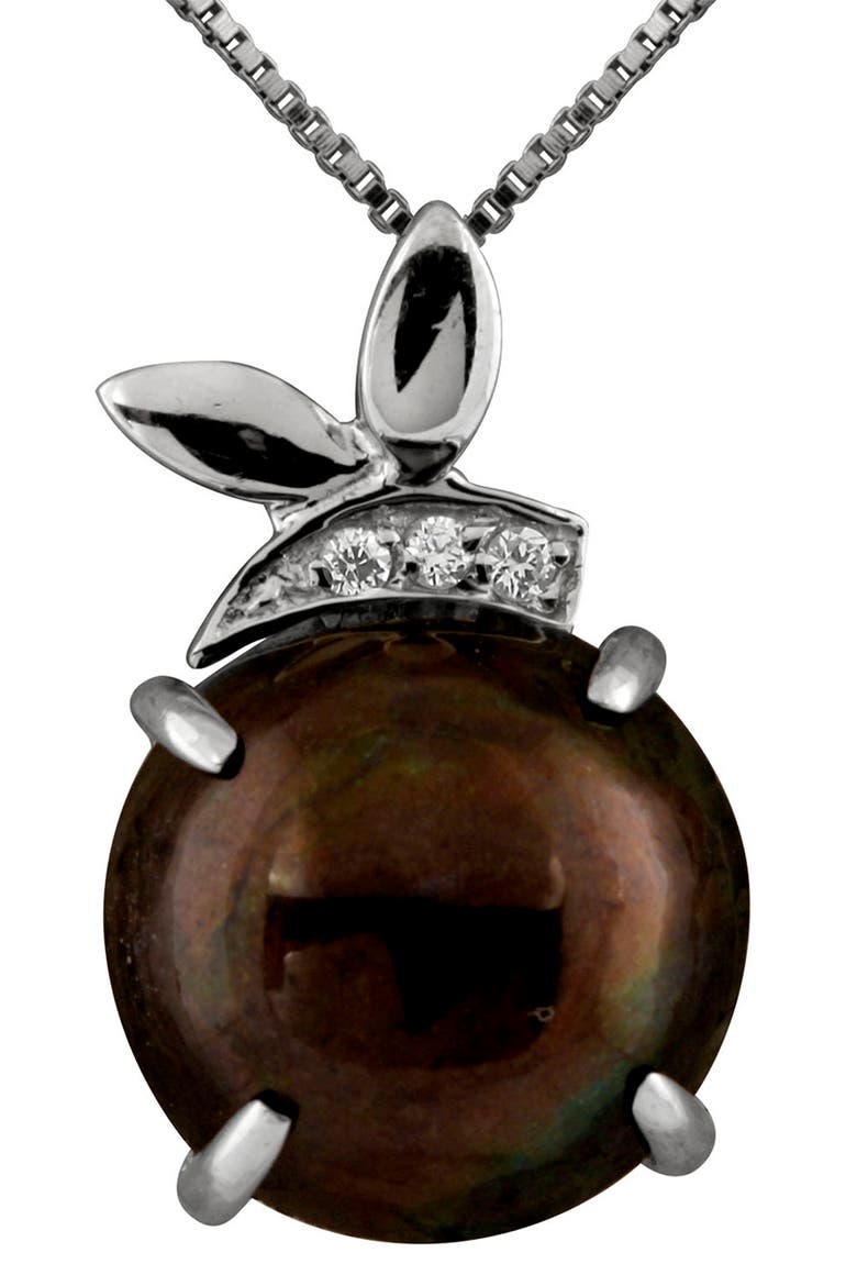 Mabe Cultured Freshwater Pearl Pendant Necklace, Main, color, BLACK
