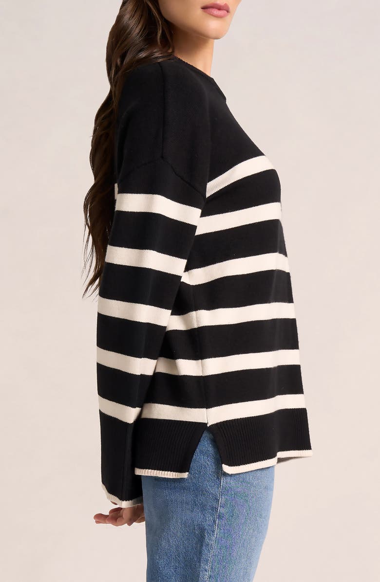 matty m. Elliot Stripe Sweater, Alternate, color, Black/ Ivory