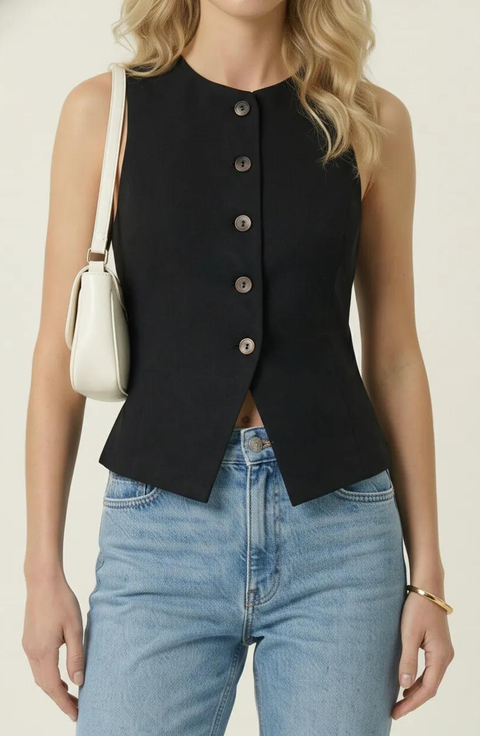 Tailored Sleeveless Button-Up Vest