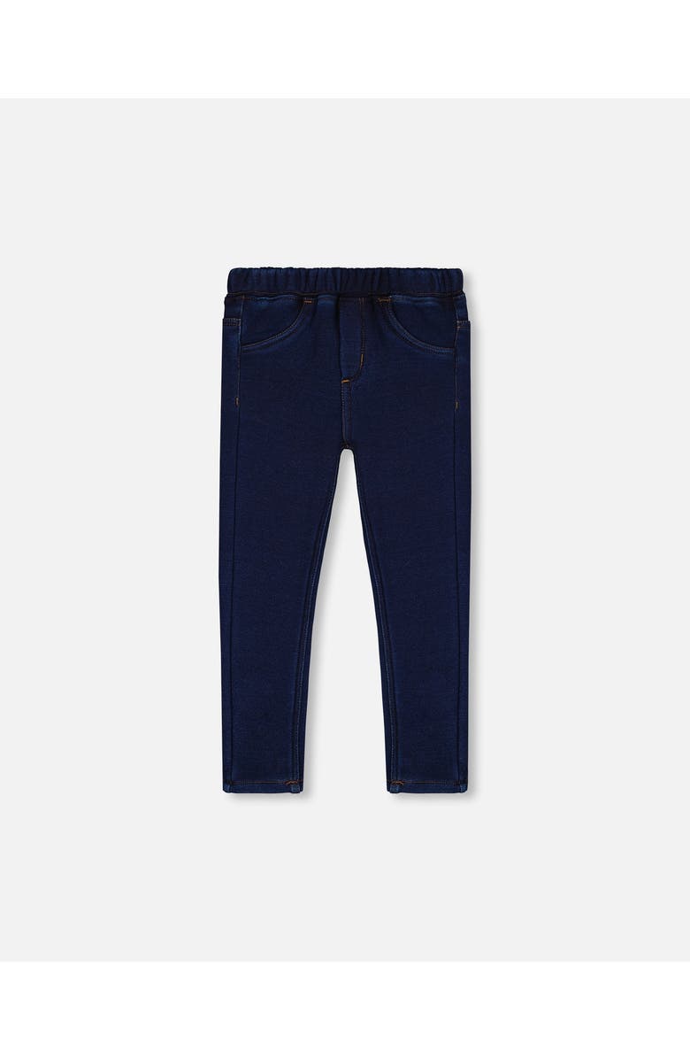 Deux par Deux Girl's Plush Lined Dark Blue Denim Jeggings, Main, color, 