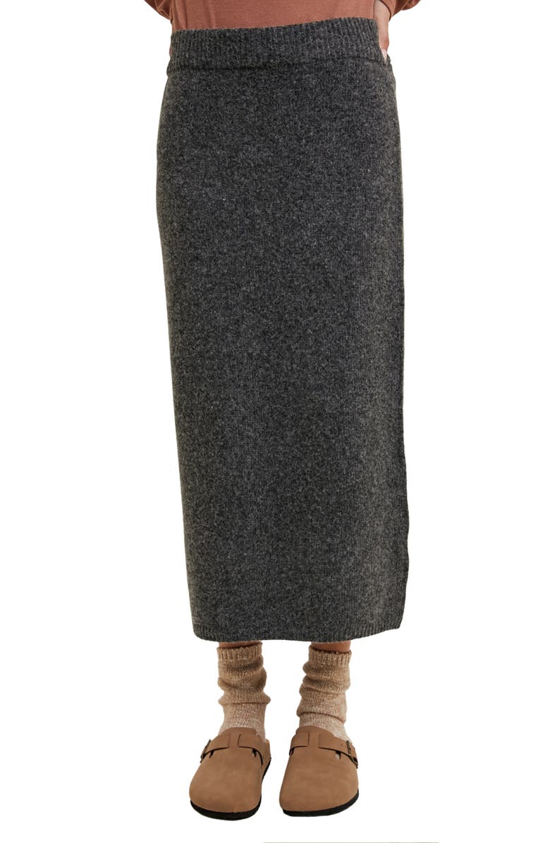 WISHLIST Brushed Knit Sweater Midi Skirt, Main, color, Charcoal