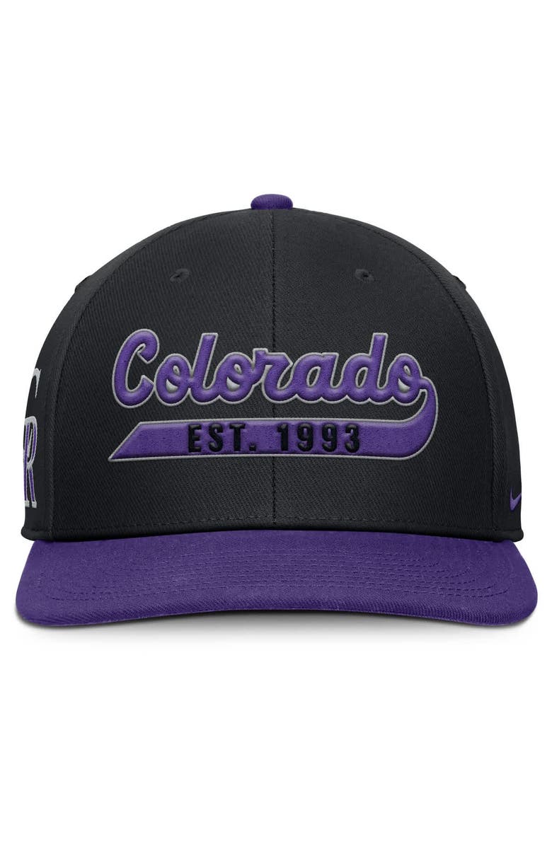 Nike Men's Nike Black/Purple Colorado Rockies Pro Performance Snapback Hat, Alternate, color, Black