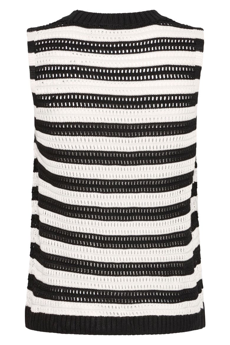 Stripe Knit Sleeveless Top, Alternate, color, BLACK W ALMOND MILK