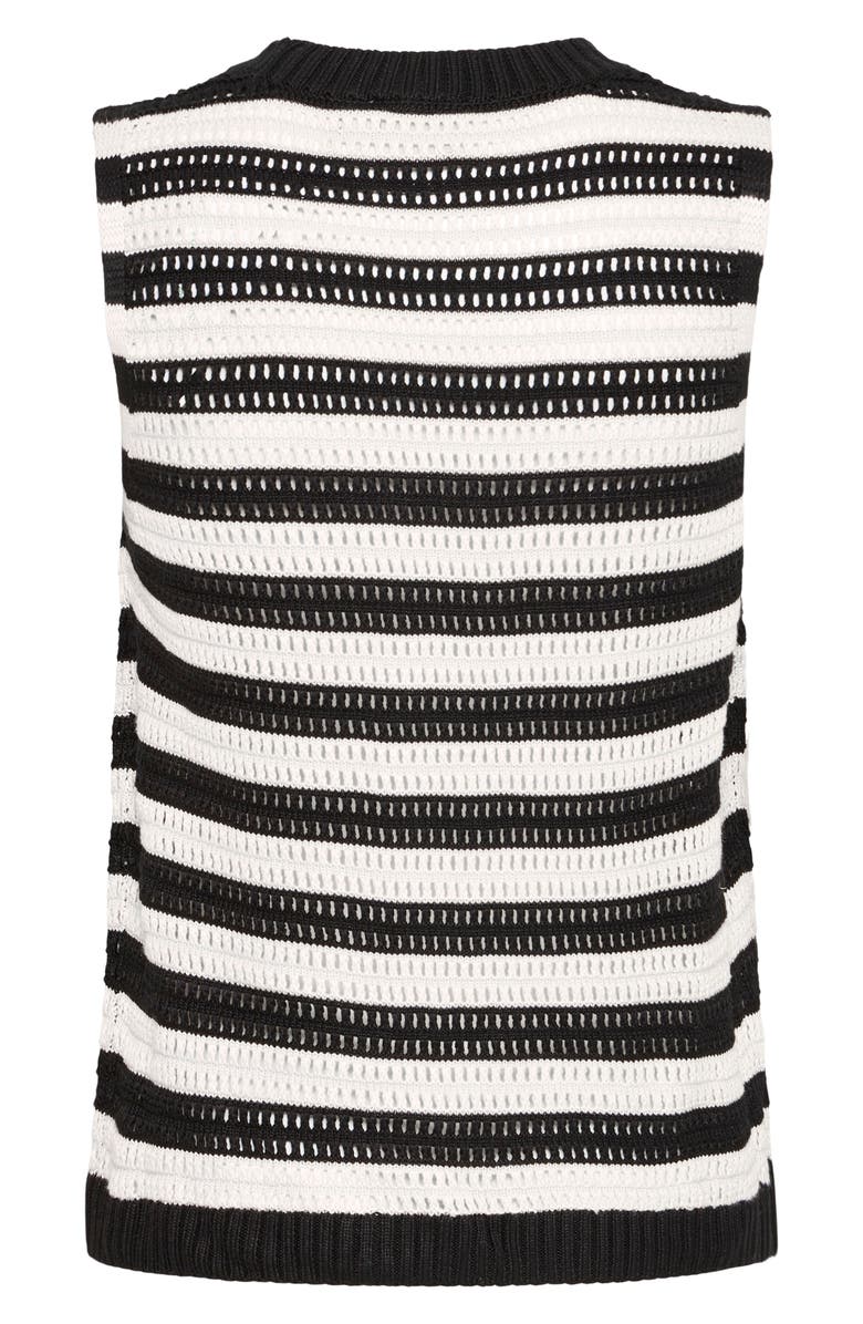 ICHI Stripe Knit Sleeveless Top, Alternate, color, Black W Almond Milk