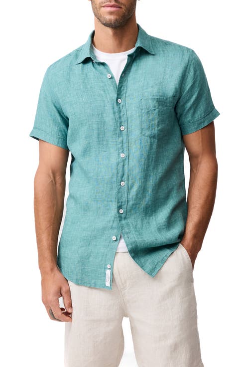 Palm Beach Sports Fit Short Sleeve Linen Button-Up Shirt