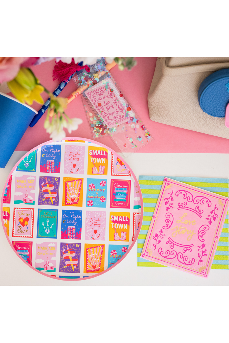 RomCom Book Themed Dinner Plates, Alternate, color, Assorted Pre-Pack